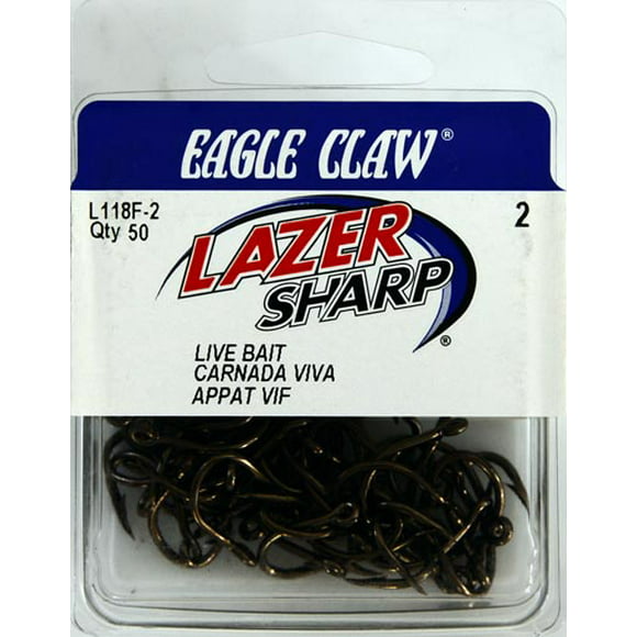 Eagle Claw L045-2/0 Lazer Sharp Rotating Worm Hook 50 Count Free Shipping 